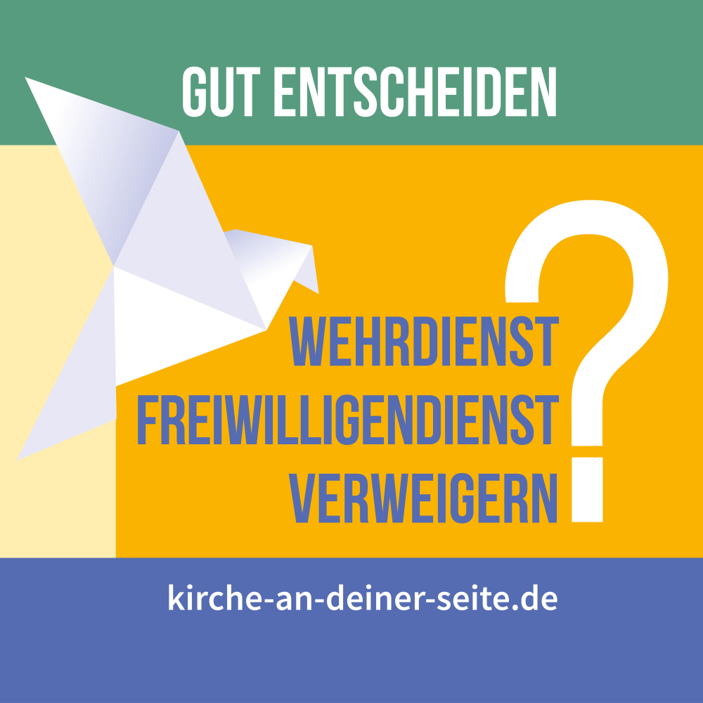 Visual An deiner Seite mit Friedenstaube und Fragezeichen